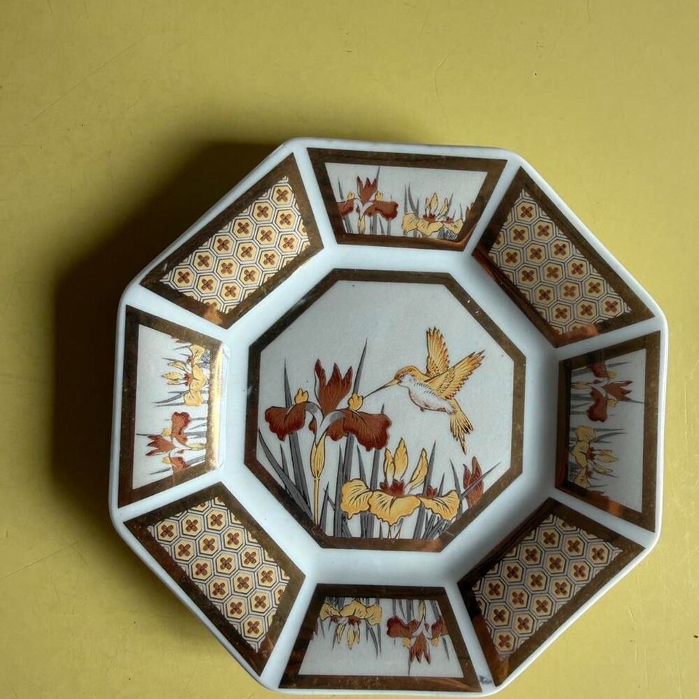 Vintage Art Of Chokin Octagon Golden Nectar collectable porcelain plate
